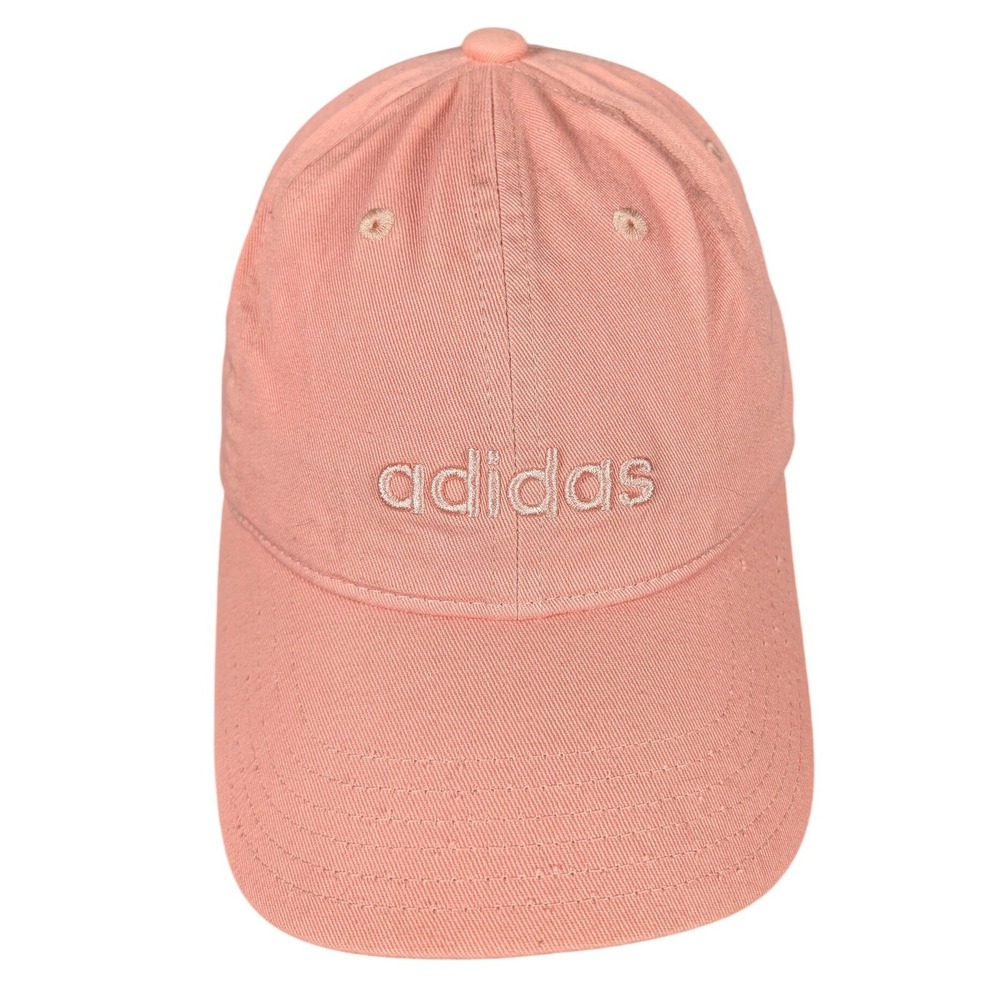 Adidas Womens Baseball Cap Coral Pink Embroidered Logo Adjustable Strap Casual